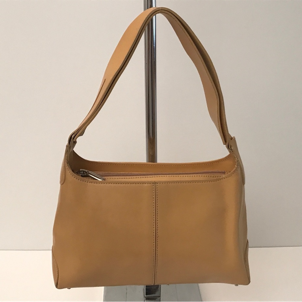 CUOIERIA FIORENTINA Vintage Tan Leather Sm Tote "D-Bag Style" Rare Retail - $398
